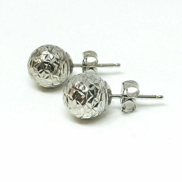 Sterling Silver 4mm Stud Earrings with Rhodium - Picture 5 of 6